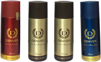 

Denver 1 HONOUR, 2 PRESTIGE AND 1 PRIDE (PACK OF 4) Body Spray - For Men(165 ml, Pack of 4)