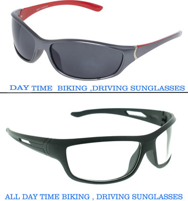 

Vast Combo of All Day Plus Night Dust Protection Biking , Cycling , Cricket And Spoers Cycling Goggles(Silver, Yellow, Black), Black;matt silver;transparent