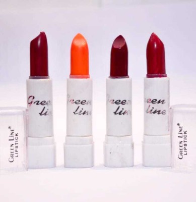 

Green line 'Green line' HOT,SOFT AND BOLD 4 LIPSTICKS SET(Red,Rani,Natural,Mahroon)