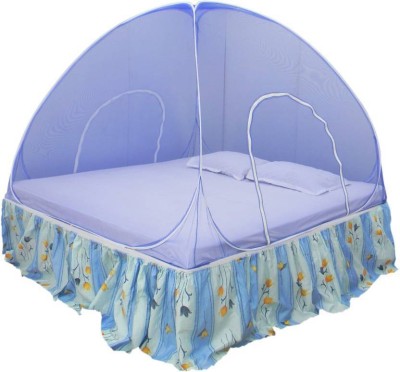 HEALTHY SLEEPING Polyester Adults Washable Polyester Adults Foldable Polyester One Colour Simple Double Bed Mosquito Net 6 X 7 ft Mosquito Net Mosquito Net(Blue, Tent)
