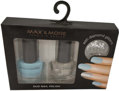 

Max & More Nail Polish Duo With Diamond Glitters Turquoise Blue & Silver(Pack of 2)