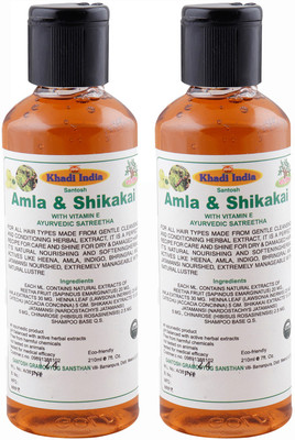 

Khadi India Santosh Amla & Shikakai With Vitamin-E (Pack of 2) Each of (210 ml)(420 ml)