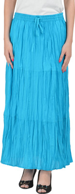 COTTON BREEZE Solid Women Tiered Light Blue Skirt