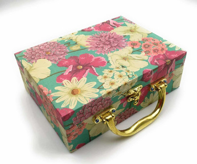 

Satyam Kraft 1 Pcs Square Trunk Shape MDF Box with Golden Lock and Handle Postcard Home Organiser Craft Jewellery Case Gift, Valentine Gift Jewellery Storage Box (Green Floral Print) storage Vanity Box(Green)