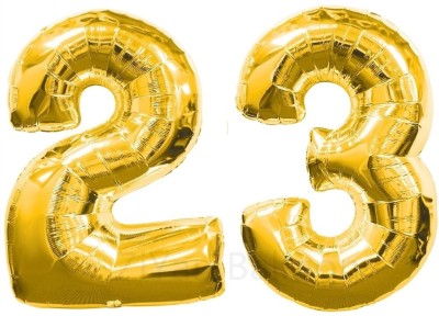 Bash N Splash Solid Golden Number Foil Balloon Twenty Three 23 Birthday Party Balloon Letter Balloon(Gold, Pack of 1)