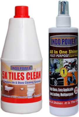INDOPOWER TILES CLEANER 1ltr. +ALL IN-ONE MULTI-PURPOSE SHINER 200ml. ROSE(2 x 600 ml)