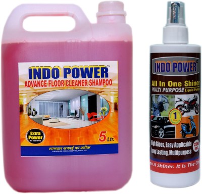 INDOPOWER ADVANCE FLOOR CLEANER SHAMPOO (ROSE) 5ltr.+ALL IN-ONE MULTI-PURPOSE SHINER 200ml. ROSE(2 x 2600 ml)