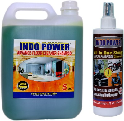 INDOPOWER ADVANCE FLOOR CLEANER SHAMPOO (JASMEIN) 5ltr.+ALL IN-ONE MULTI-PURPOSE SHINER 200ml. Jasmine(2 x 2600 ml)