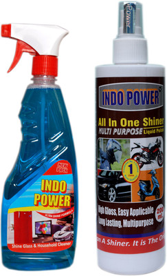 INDOPOWER HOUSE HOLD GLASS CLEANER 500ml+ALL IN-ONE MULTI-PURPOSE SHINER 200ml. LIME(2 x 350 ml)