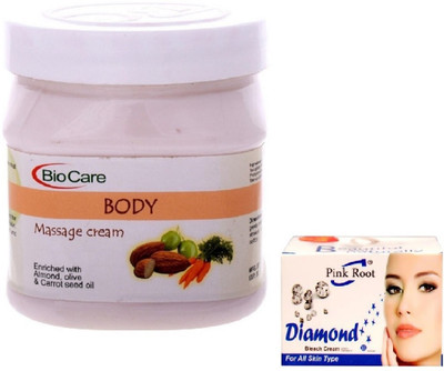 

Pink Root DIAMOND BLEACH 43G WITH BODY MASSAGE CREAM 500GM(Set of 2)