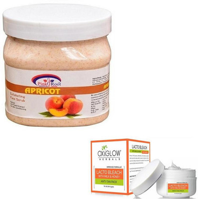 

Pink Root APRICOT SCRUB 500GM WITH OXYGLOW LACTO BLEACH 50GM(Set of 2)