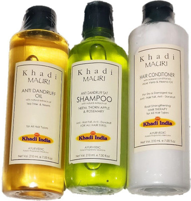 

khadi Mauri Anti Dandruff Shampoo And Oil Plus Alovera Conditioner(Set of 3)
