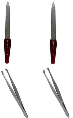 

Brother professional premium quality stainless steel tweezer/plucker and nail filer combo pack(Set of 4)