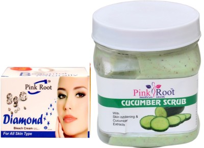 PINKROOT CUCUMBER SCRUB 500GM WITH DIAMOND BLEACH 50GM(2 Items in the set)