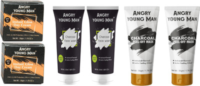 

Angry Young Man Charcoal Face Wash, Peel off Mask and Face Cream 50 Gram ( Pack of 6)(Set of 6)