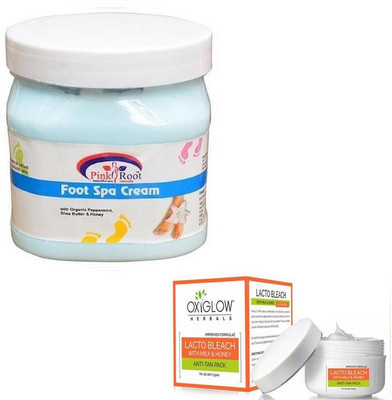 

Pink Root FOOT SPA CREAM 500GM WITH OXYGLOW LACTO BLEACH 50GM(Set of 2)
