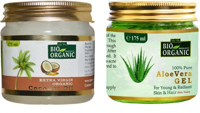 

Indus Valley BIO Organic Extra Virgin Coconut Oil With 100% Pure Aloe Vera Gel (Combo Pack)(Set of 2)