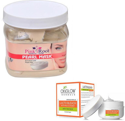 

Pink Root PEARL MASK 500GM WITH OXYGLOW LACTO BLEACH 50GM(Set of 2)