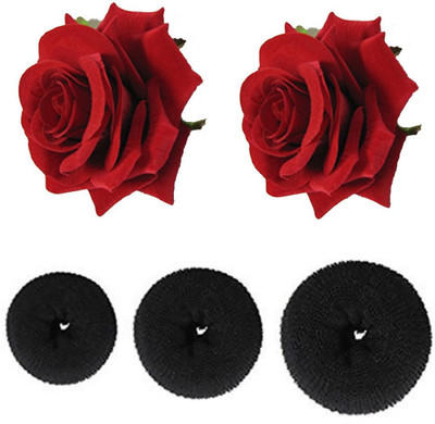 

S R Enterprises red rose clips and donuts juda [pack of 5pcs](Set of 5)