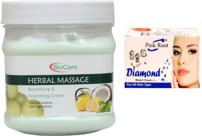 

Pink Root DIAMOND BLEACH 43G WITH HERBAL MASSAGE CREAM 500G(Set of 2)