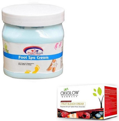 

Pink Root FOOT SPA CREAM 500GM WITH OXYGLOW FRUIT BLEACH 50GM(Set of 2)