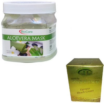 

Pink Root GOLD BLEACH 43G WITH BIOCARE ALOEVERA MASK 500GM(Set of 2)