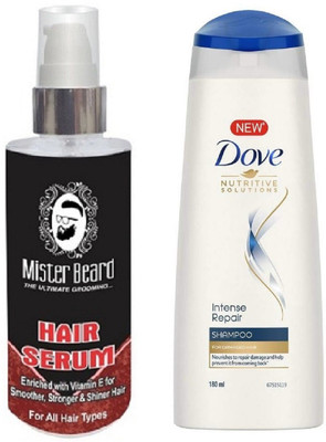 

MISTER BEARD HAIR SERUM WITH DOVE INTENSE REPAIR SHAMPOO 180ML(Set of 2)