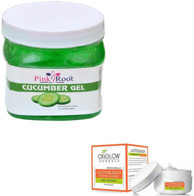 

Pink Root CUCUMBER GEL 500GM WITH OXYGLOW LACTO BLEACH 50GM(Set of 2)