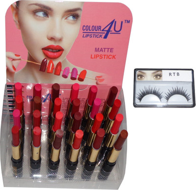 

RTB COLOUR 4 U MATTE LIPSTICK SET OF 24 with False Eyelash(Set of 25)