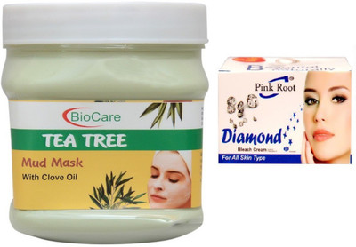 

Pink Root DIAMOND BLEACH 43G WITH TEA TREE MUD MASK 500G(Set of 2)