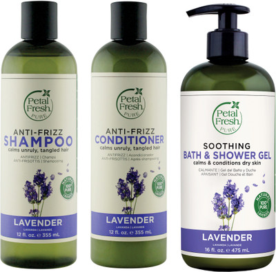 

Petal Fresh Anti Frizz Shampoo & Conditioner & Soothing Shower Gel Lavender Value Pack Of 3 (355 Ml, 355 Ml, 475 Ml)(Set of 3)