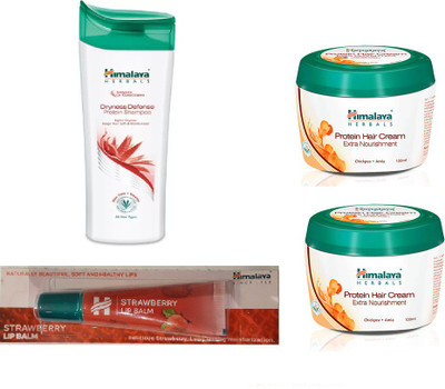

Himalaya Dryness Defense Protein Shampoo, Protein Hair Cream, Strawberry Lip Balm(Set of 4)