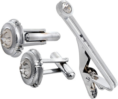 Lucky Jewellery Alloy Cufflink & Tie Pin Set(White)
