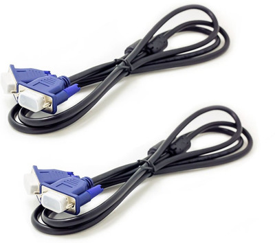 

RIVER FOX 15 Pin Male to Male 1.5 Meter VGA Cable for Computer Monitors, Televisions,Desktop, Laptop, Projector (Pack of 2) VGA Cable(Compatible with HD DISPLAY, Black, Sync and Charge Cable)