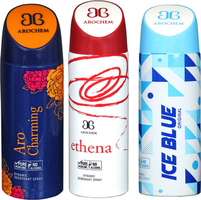 

AROCHEM aro charming,ethena and ice blue combo Body Spray - For Men & Women(300 ml, Pack of 3)