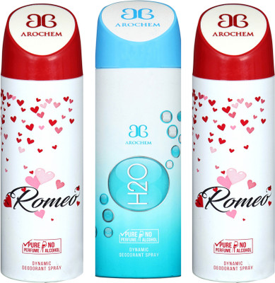 

AROCHEM romeo,h2o and romeo combo Body Spray - For Men & Women(300 ml, Pack of 3)