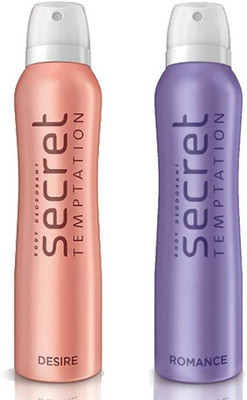 

Secret Temptation Desire and Romance Deodorant Spray - For Women(300 ml, Pack of 2)