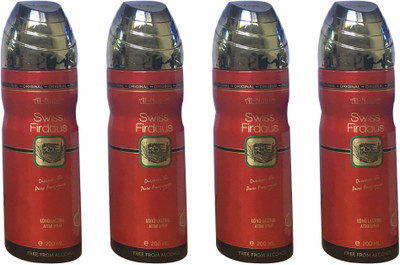 

Al Nuaim SWISS FIRDAUS (PACK OF 4) Body Spray - For Men & Women(200 ml, Pack of 4)