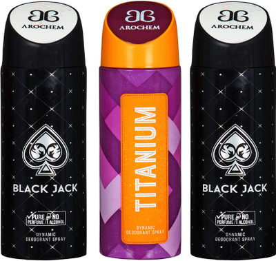 

AROCHEM black jack,titanium and black jack combo Body Spray - For Men & Women(300 ml, Pack of 3)
