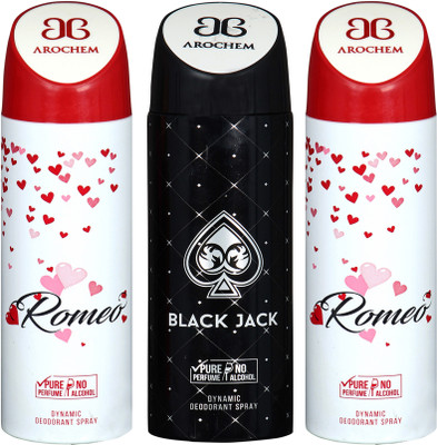 

AROCHEM romeo,black jack and romeo combo Body Spray - For Men & Women(300 ml, Pack of 3)