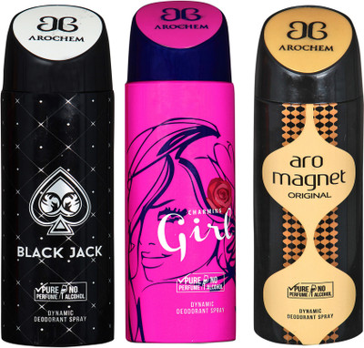 

AROCHEM black jack,charming girl and aro magnet combo Body Spray - For Men & Women(300 ml, Pack of 3)
