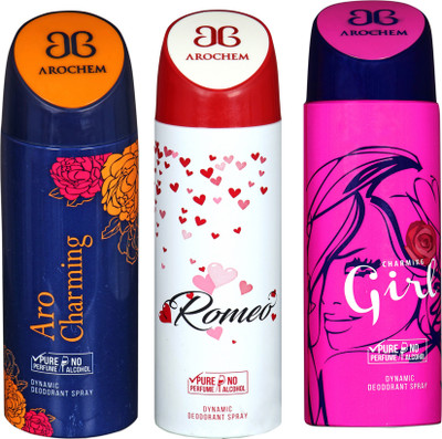 

AROCHEM aro charming,romeo and charming girl combo Body Spray - For Men & Women(300 ml, Pack of 3)