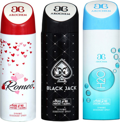 

AROCHEM romeo,black jack and h2o combo Body Spray - For Men & Women(300 ml, Pack of 3)