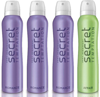 

Secret Temptation 1 Affair and 3 Romance Deodorant Spray - For Women(600 ml, Pack of 4)