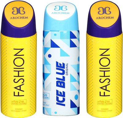 

AROCHEM fashion,ice blue and fashion combo Body Spray - For Men & Women(300 ml, Pack of 3)
