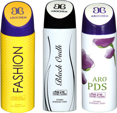 

AROCHEM fashion,black oudh and aro pds combo Body Spray - For Men & Women(300 ml, Pack of 3)