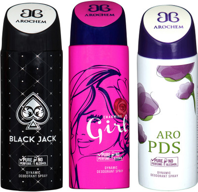 

AROCHEM black jack,charming girl and aro pds combo Body Spray - For Men & Women(300 ml, Pack of 3)