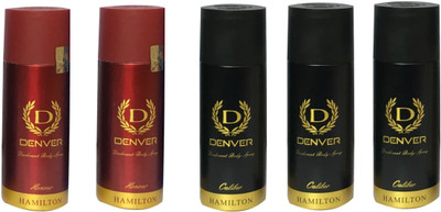 

Denver 2 HONOUR & 3 BLACK PACK OF 5 Deodorant Spray - For Men & Women(165 ml, Pack of 5)