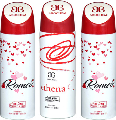 

AROCHEM romeo,ethena and romeo combo Body Spray - For Men & Women(300 ml, Pack of 3)