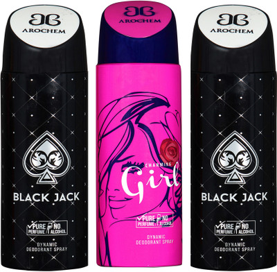 

AROCHEM black jack,charming girl and black jack combo Body Spray - For Men & Women(300 ml, Pack of 3)